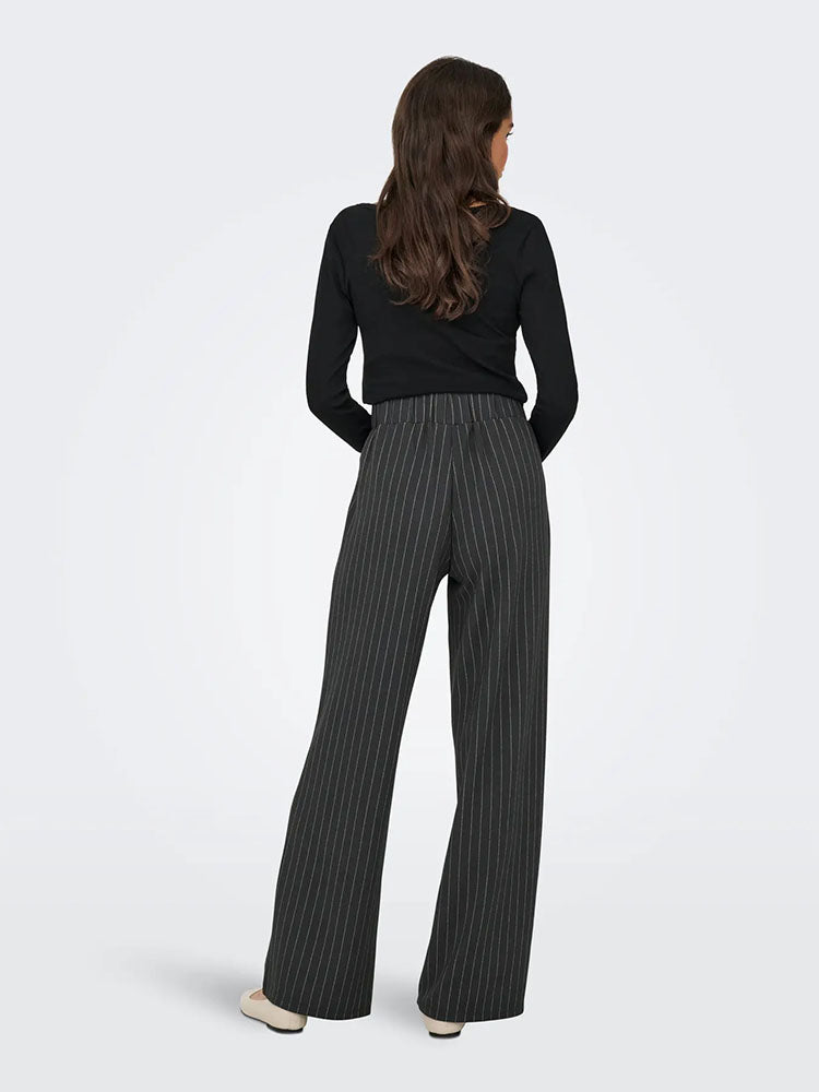 Jdygeggo Liva Wide Trousers-Dark Grey/White Pinstripe