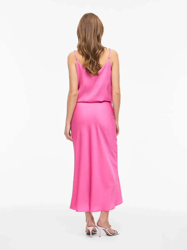 Viellette High Waist Midi Skirt-Pink
