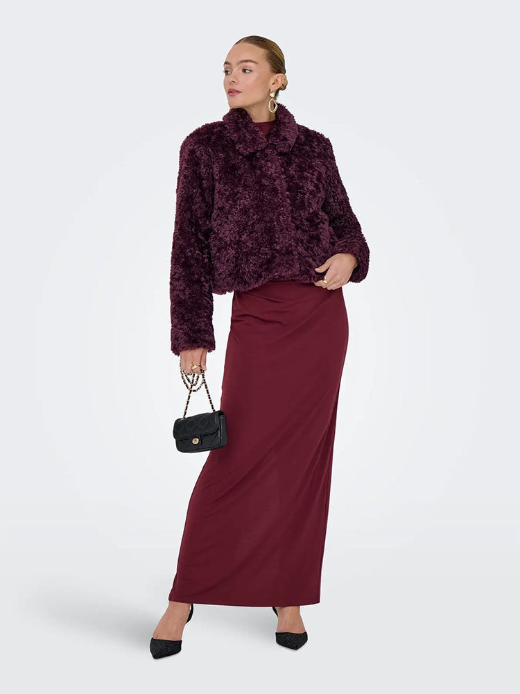 Onlginny Short Teddy Jacket-Plum