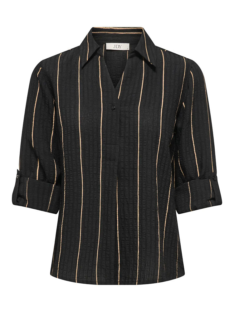 Jdyava Fold Up Shirt-Black/Brown Stripe