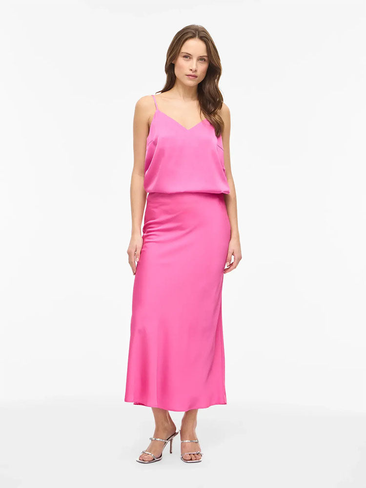 Viellette High Waist Midi Skirt-Pink