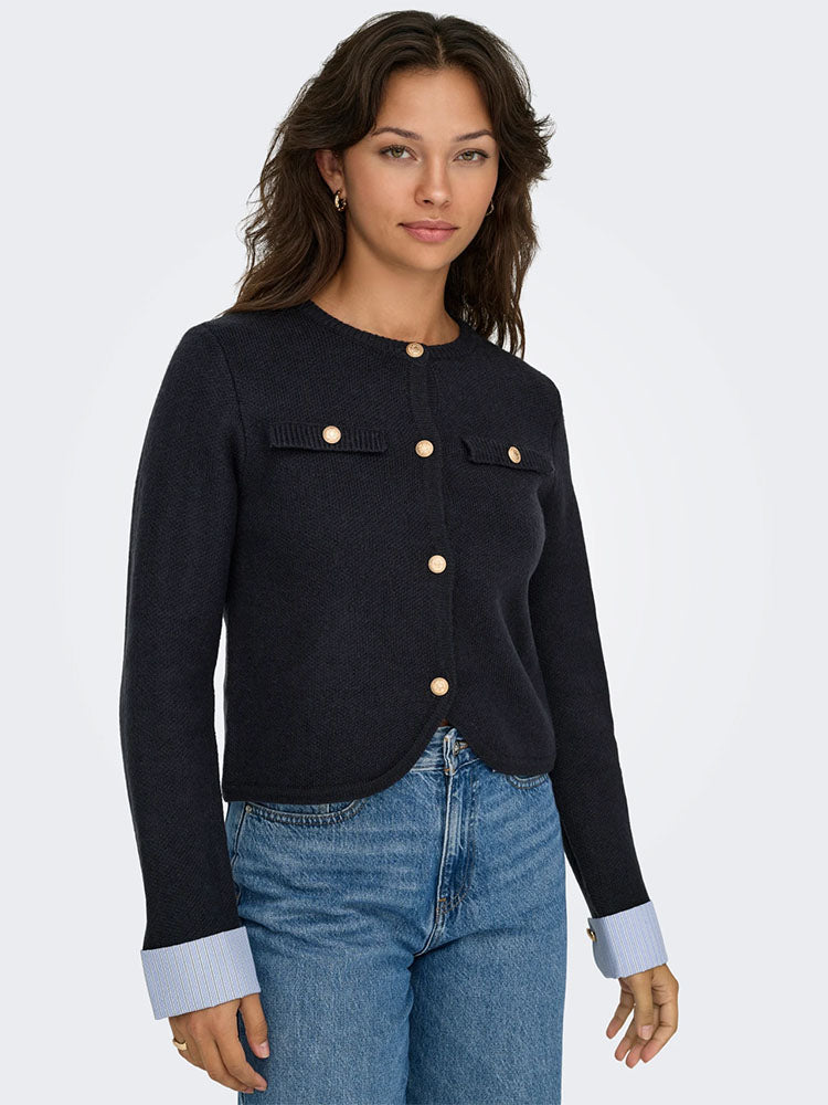 Onlaustin Knitted Cardigan-Navy