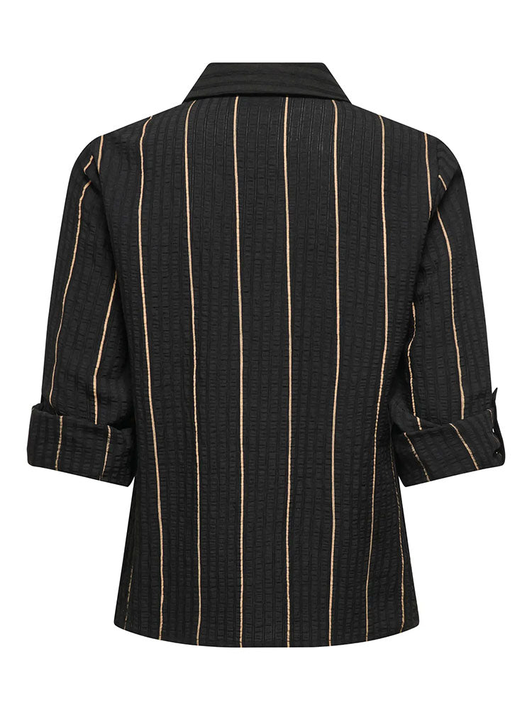Jdyava Fold Up Shirt-Black/Brown Stripe