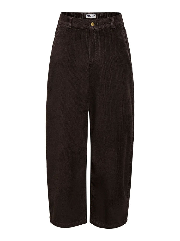 Onlblair-Global Mid Waist Barrel Cord Trousers-Black Coffee