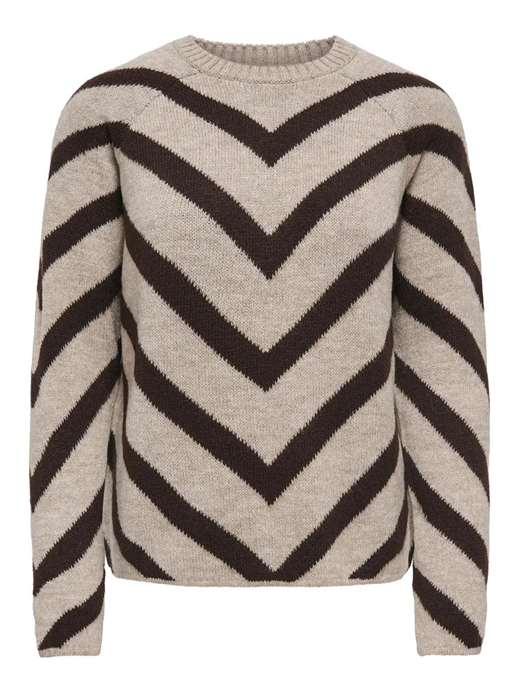 Onleliza Knit Sweater-Brown/Beige