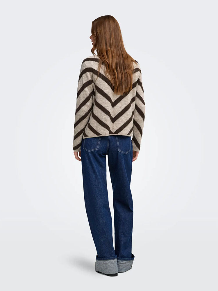 Onleliza Knit Sweater-Brown/Beige