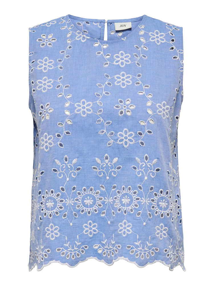 Jdymarina Sleeveless Embroideried Top-Blue