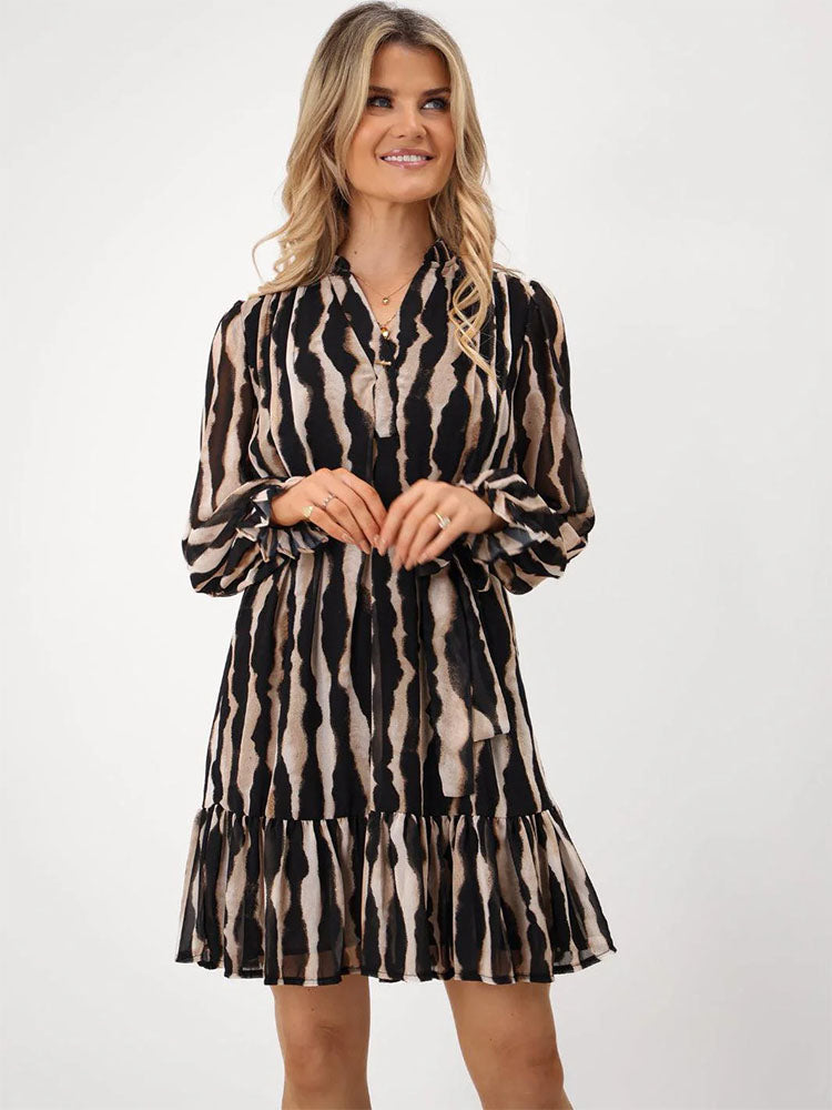 Kate &amp; Pippa Venus Mini Dress In Beige Print