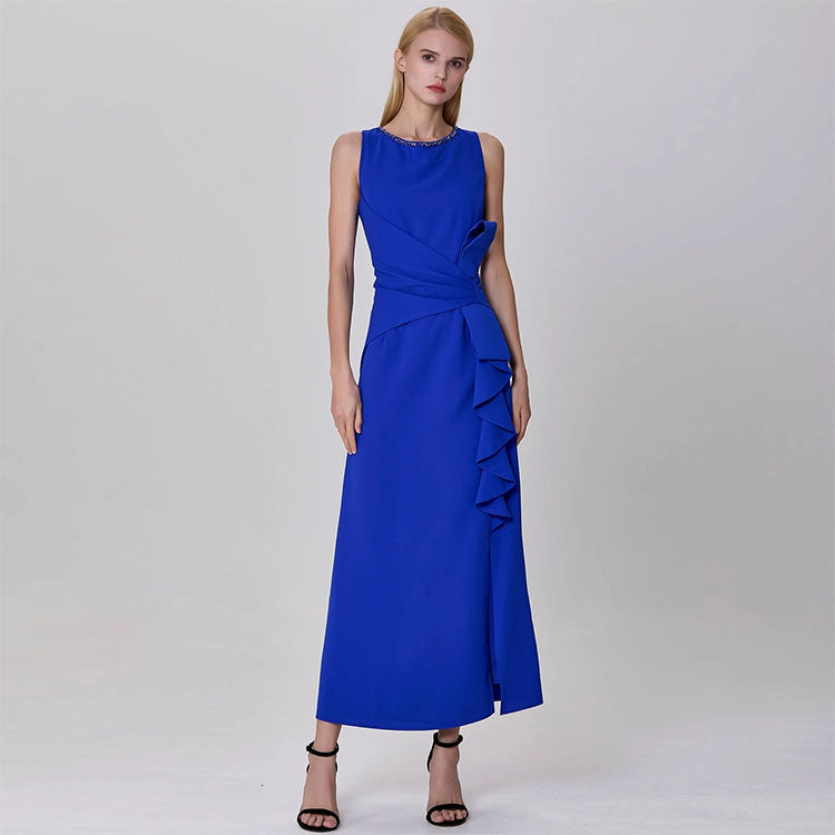 Asymmetrical Ruffled Fitted Dress