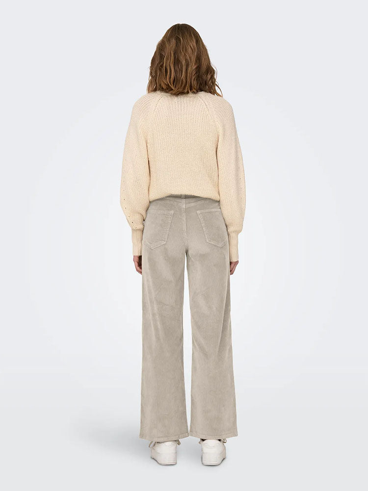 Onlhope Wide Leg Cord Trousers-Cream