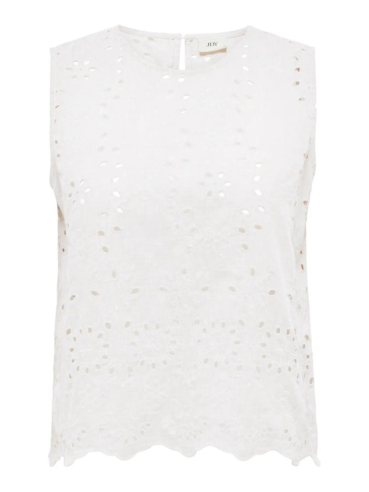 Jdymarina Sleeveless Embroideried Top-White