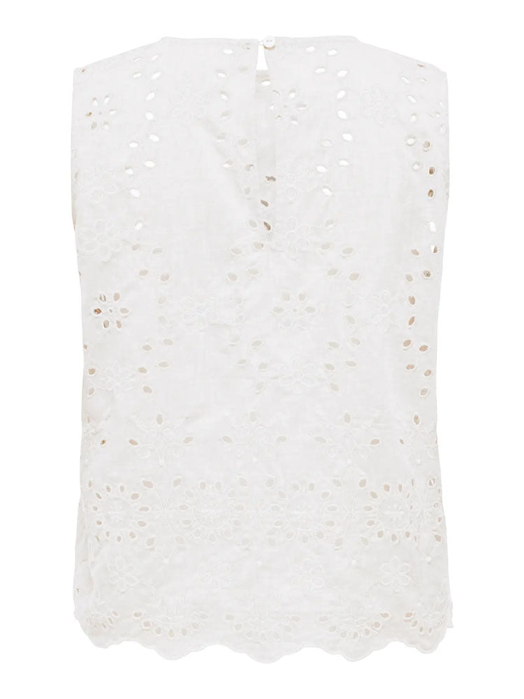Jdymarina Sleeveless Embroideried Top-White