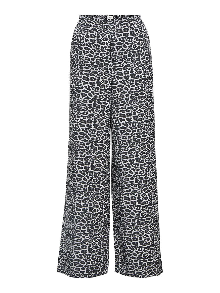 Objalba Wide Leg Trousers-  Grey/Black Leopard