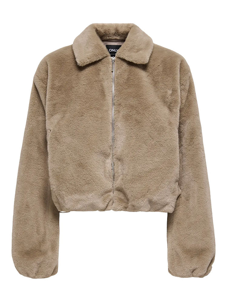 Onldana Faux Fur Jacket-Sandy Brown
