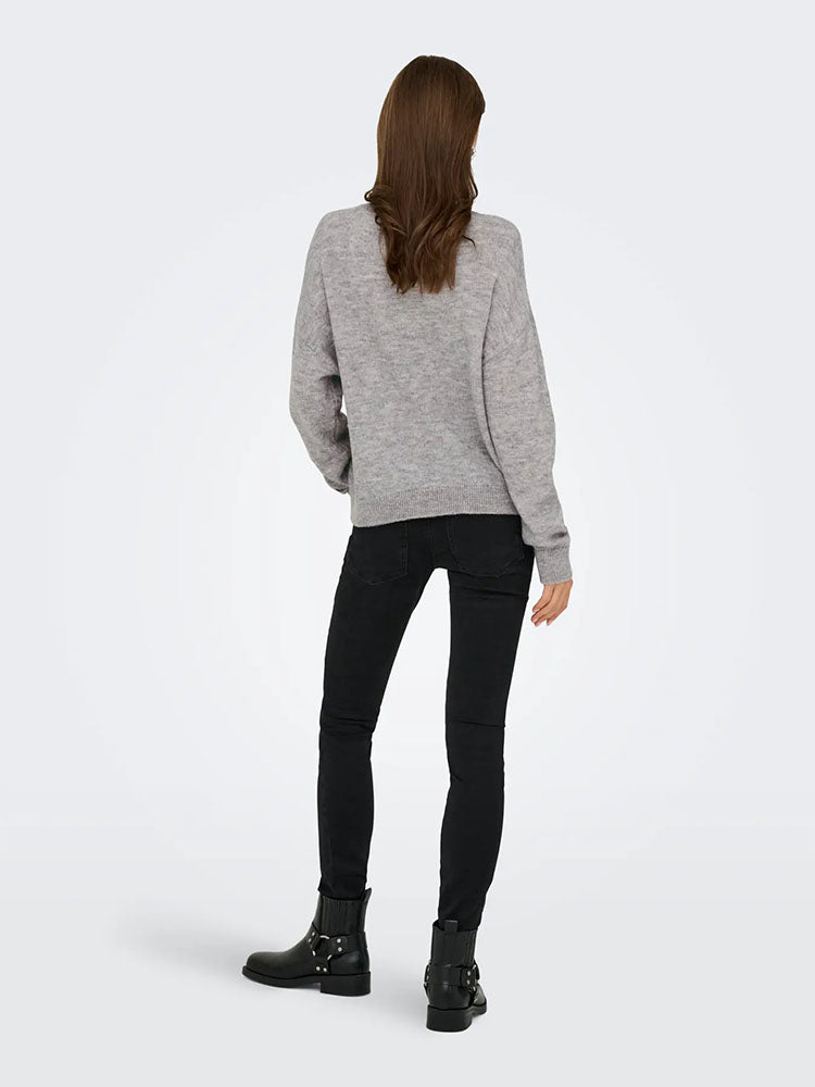 Jdyvittoria Heart Knit Sweater-Grey