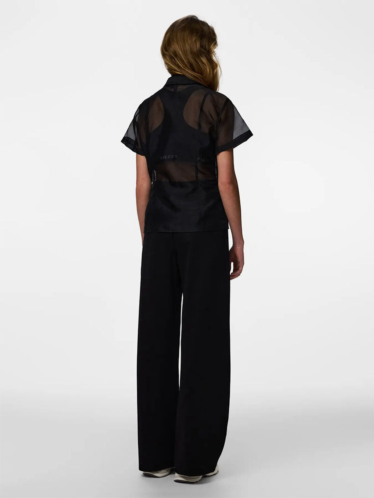 Pcgunhild High Waist Wide Leg Trousers-Black