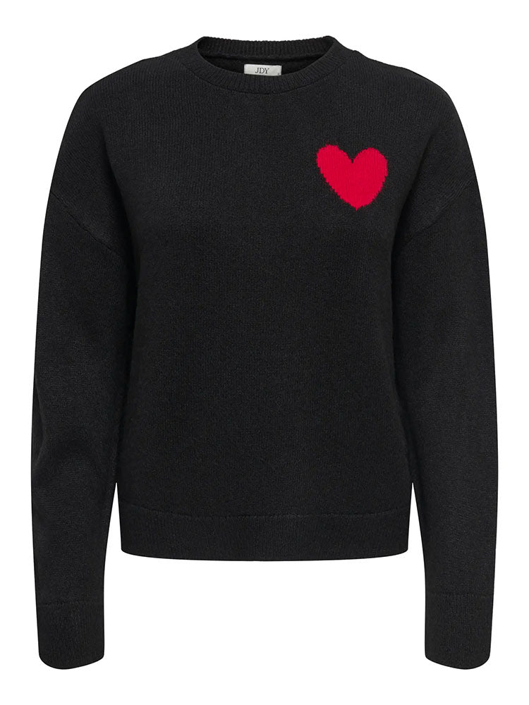 Jdyvittoria Heart Knit Sweater-Black
