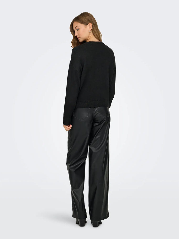 Jdyvittoria Heart Knit Sweater-Black