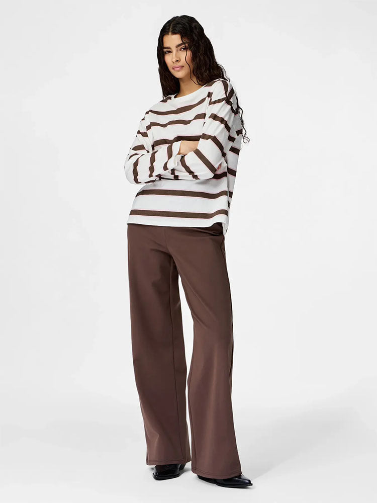 Pcgunhild High Waist Wide Leg Trousers-Coffee Quartz