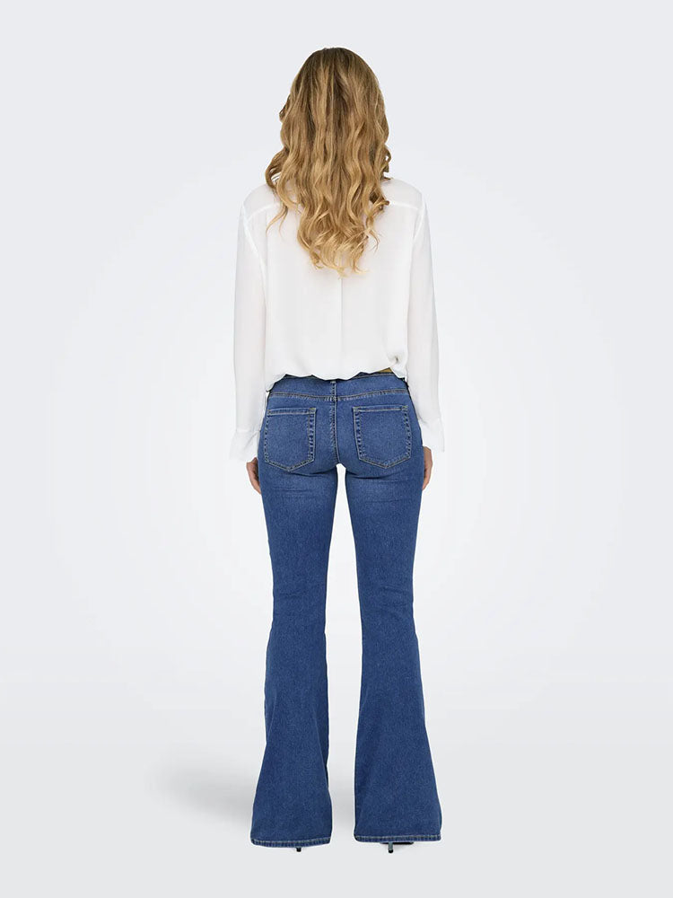 Onlreese Retro Flared Denim Jeans-Medium Blue Denim