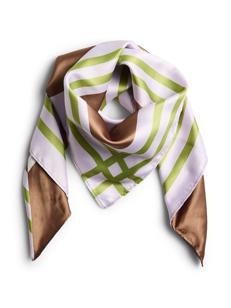 Pcjustine Small Square Scarf--Green/Brown Multi