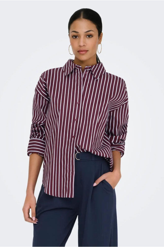 Jdyserena Shirt-Burgundy/Blue Stripe