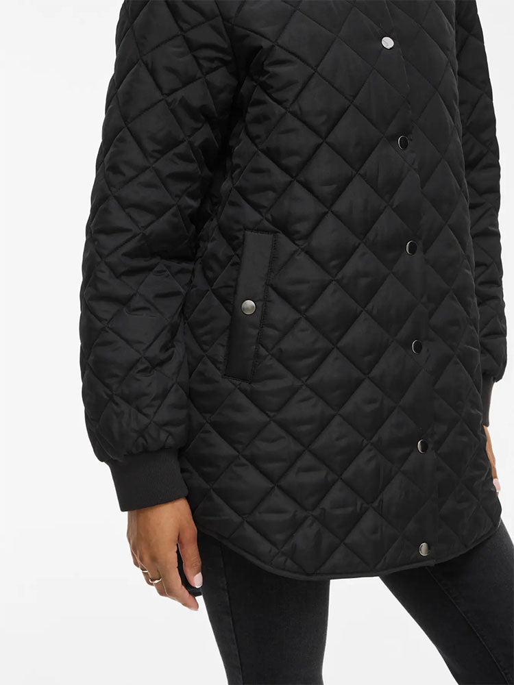 Vitate Hooded Mid Length Coat-Black