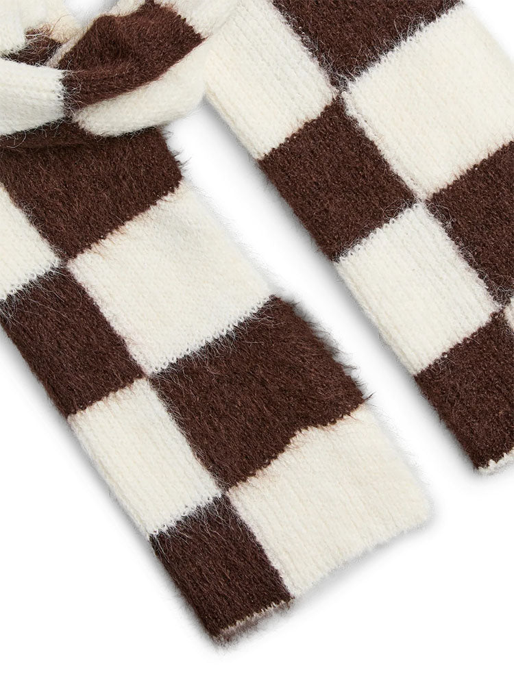 Pcalina Scarf-Brown/White Check