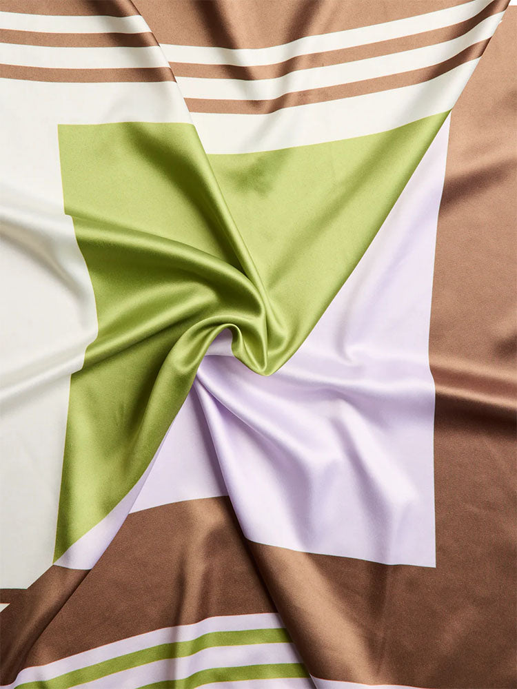Pcjustine Small Square Scarf--Green/Brown Multi