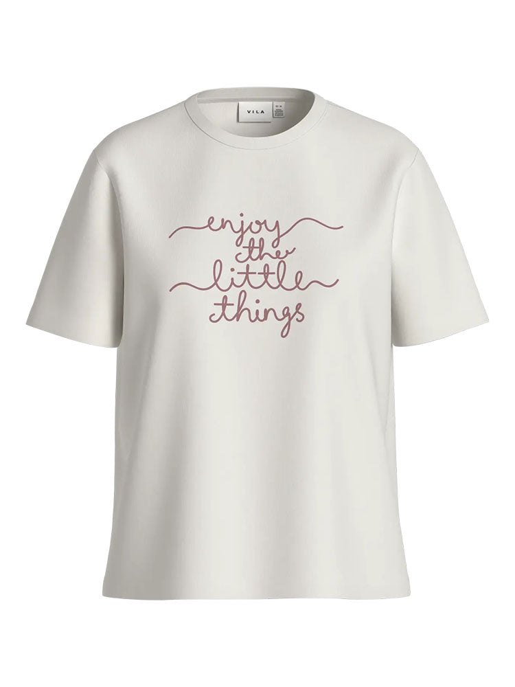 Visybil Bow T-Shirt-White with rose text