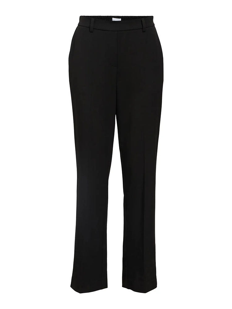Objlisa Mid Waist Straight Trousers-Black