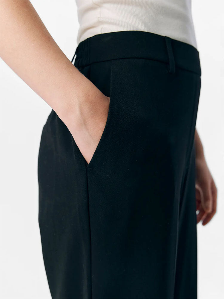 Objlisa Mid Waist Straight Trousers-Black