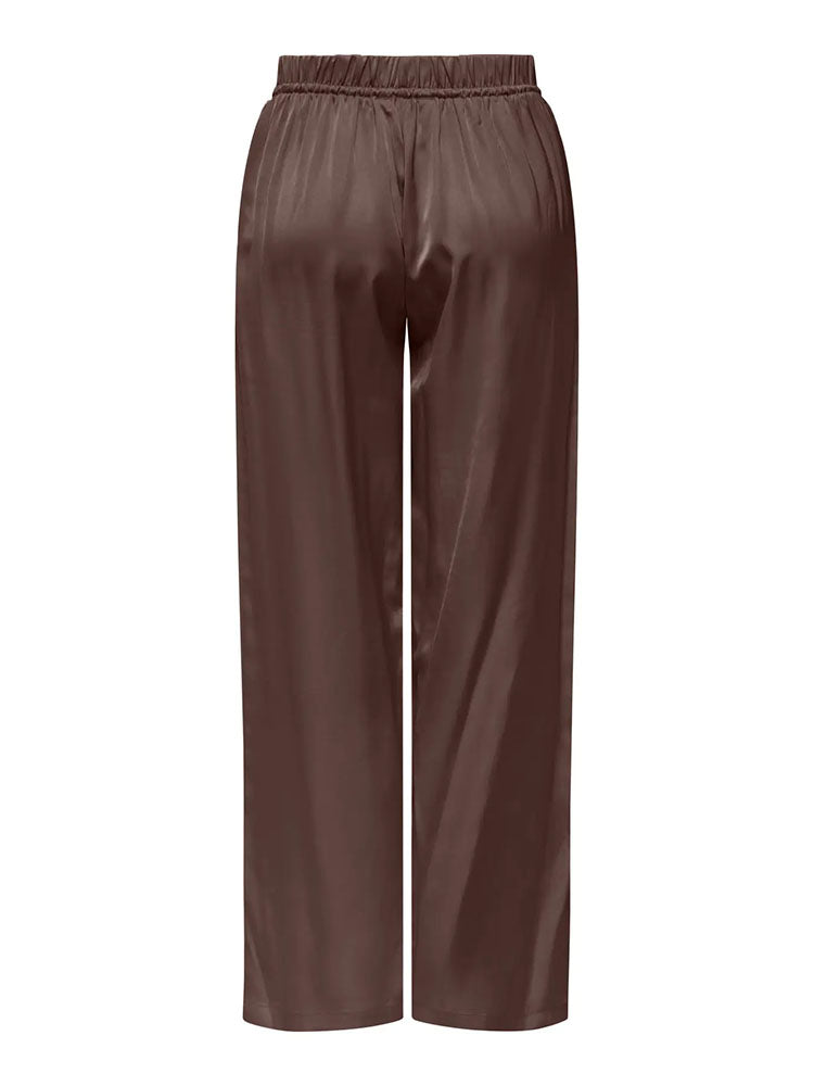 Onlzora Mika Loose Satin Trousers-Chocolate Martini
