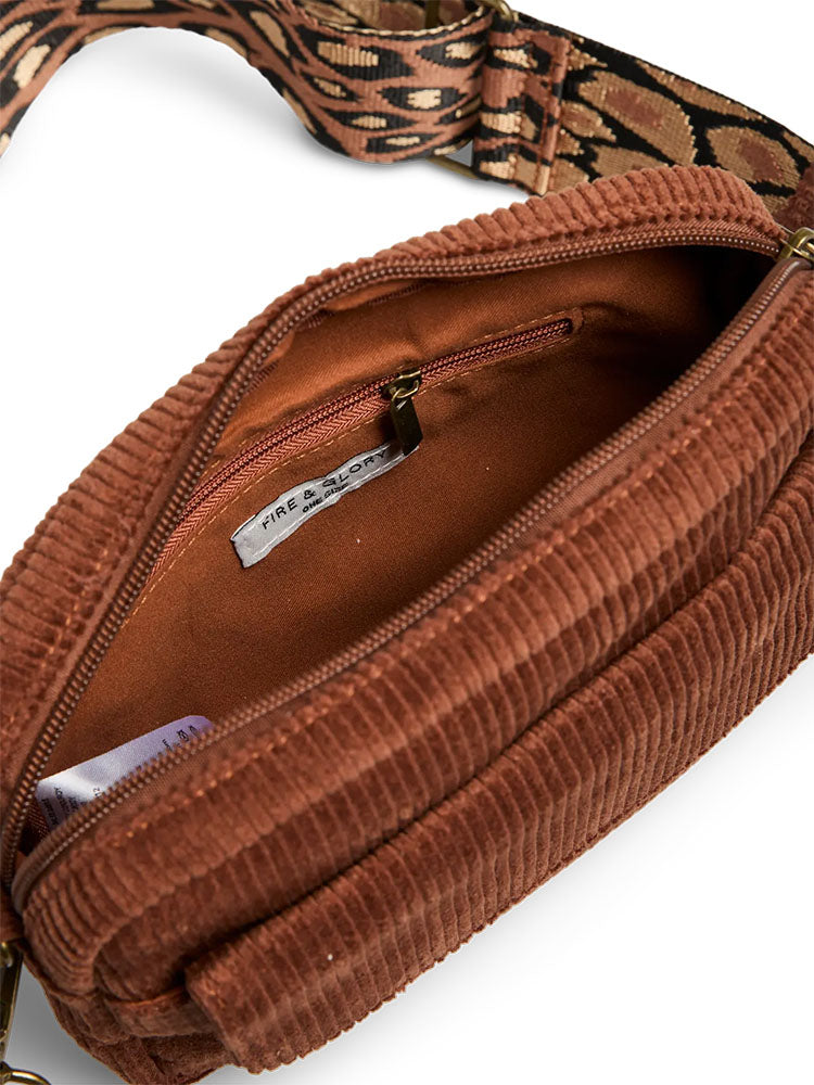 Fgnenny Corduroy Crossover Body Bag-Burnt Orange