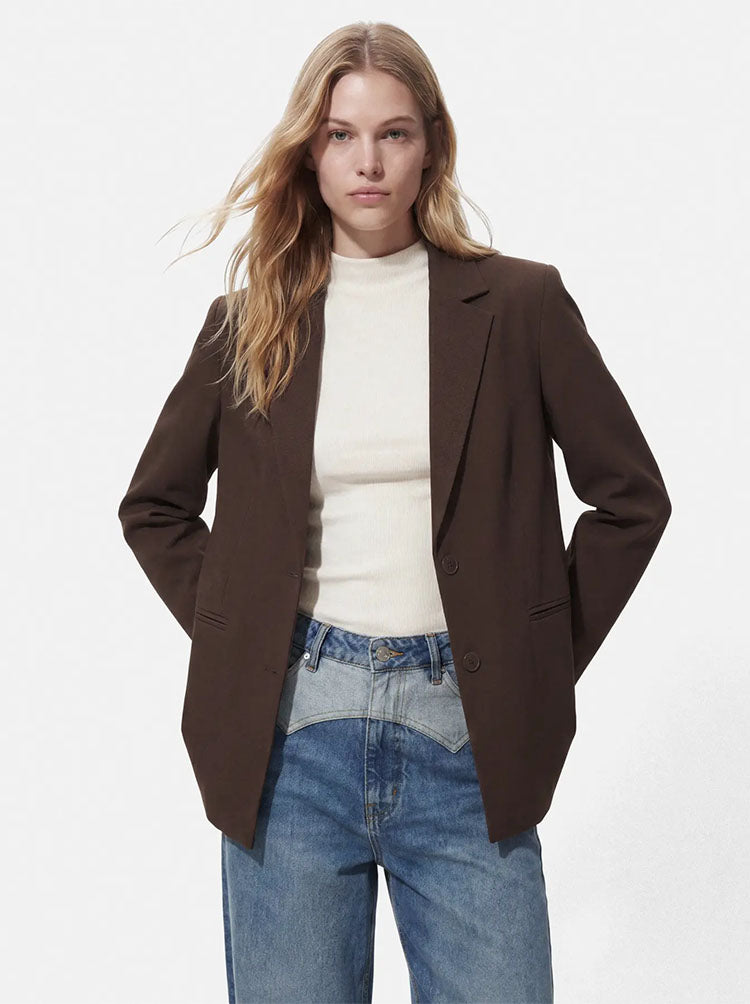 Pcbosella Loose Blazer-Hot Fudge