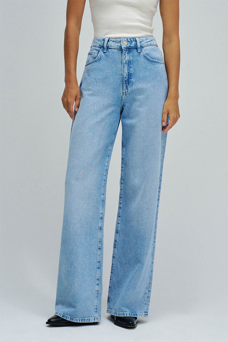 Faith High Waisted Push In Jeans-Light Blue Denim