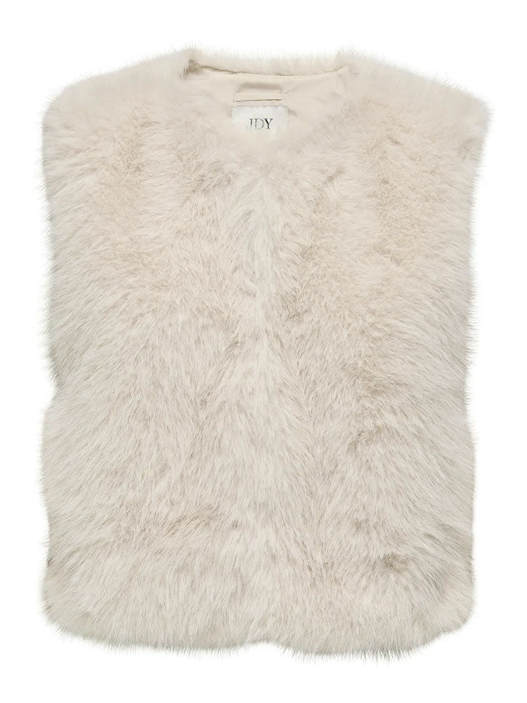Jyora Faux Fur Waistcoat-Cream