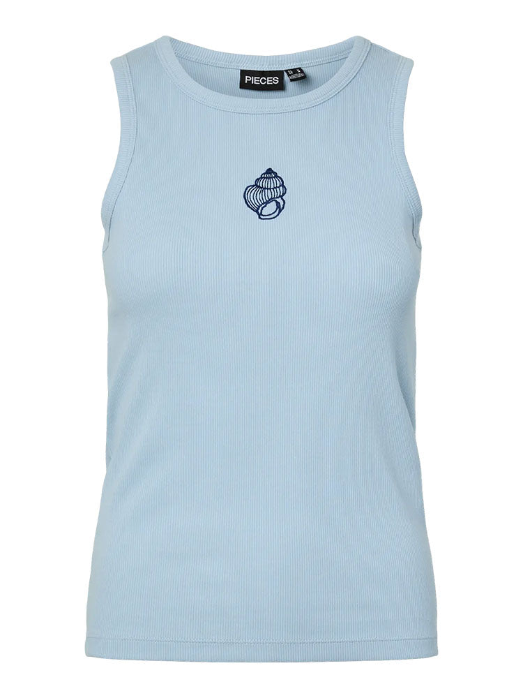 Pcmay Embroidery Tank Top-Blue