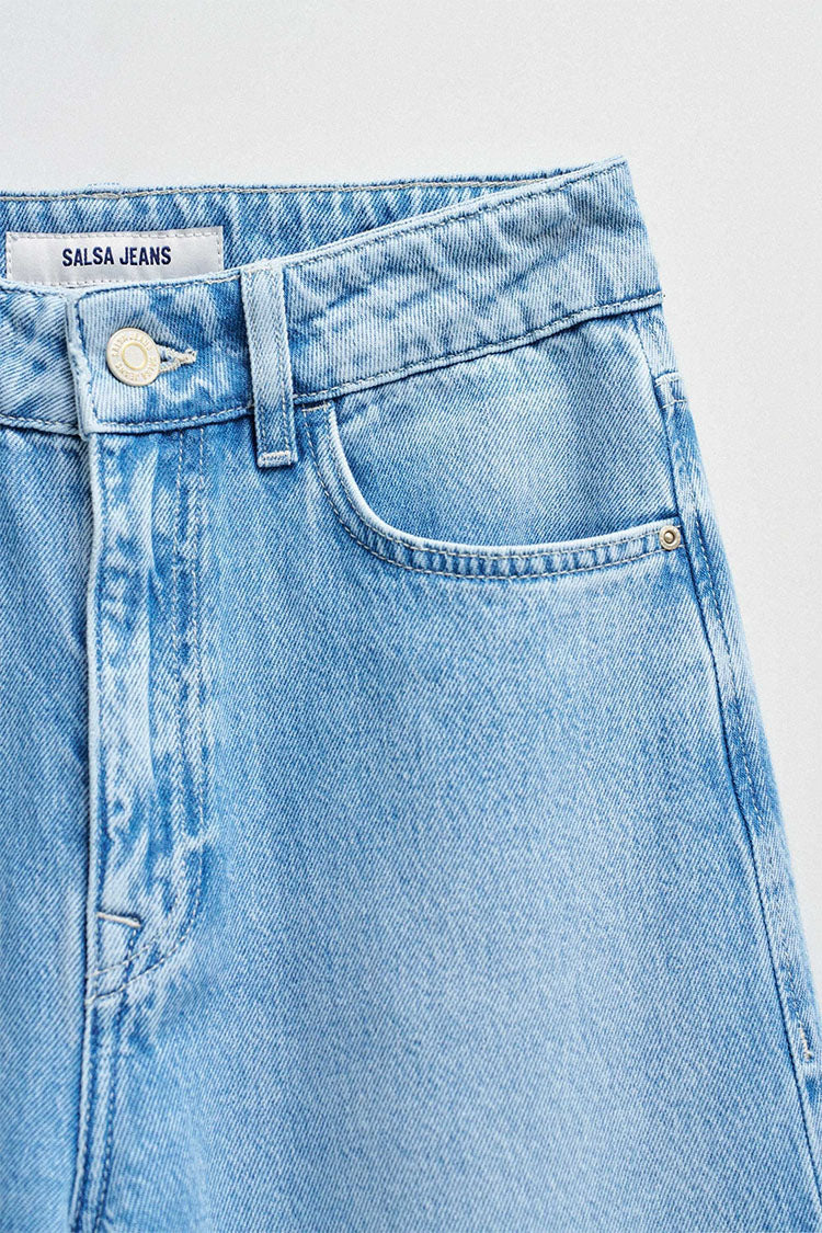 Faith High Waisted Push In Jeans-Light Blue Denim