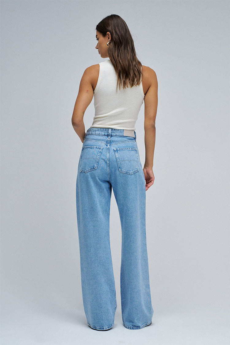 Faith High Waisted Push In Jeans-Light Blue Denim