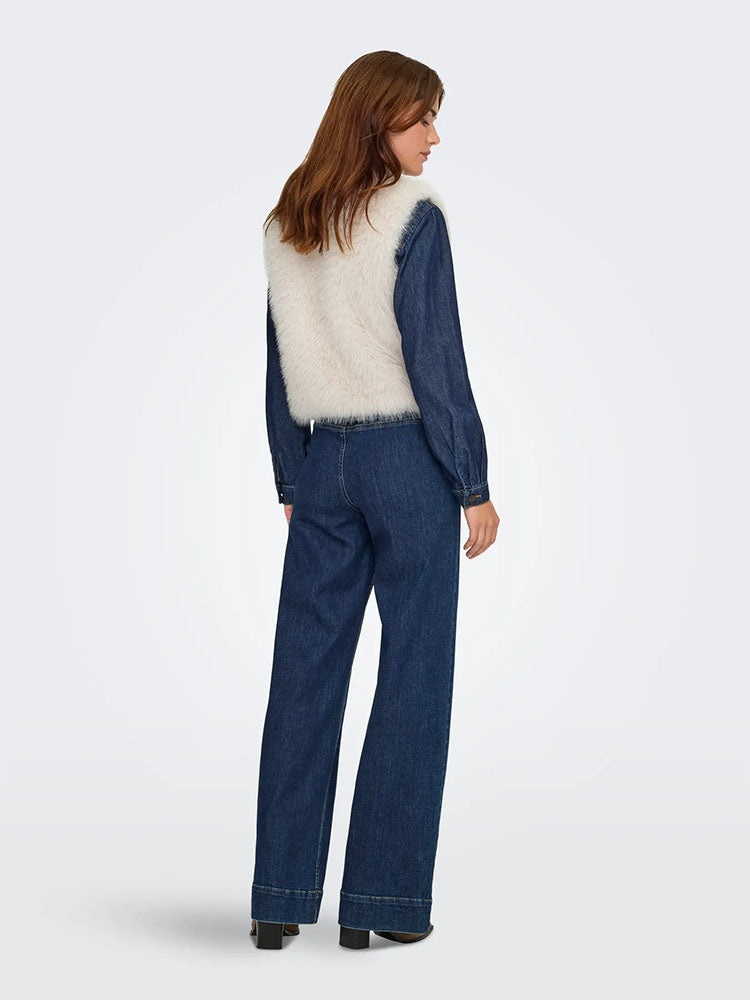 Jyora Faux Fur Waistcoat-Cream