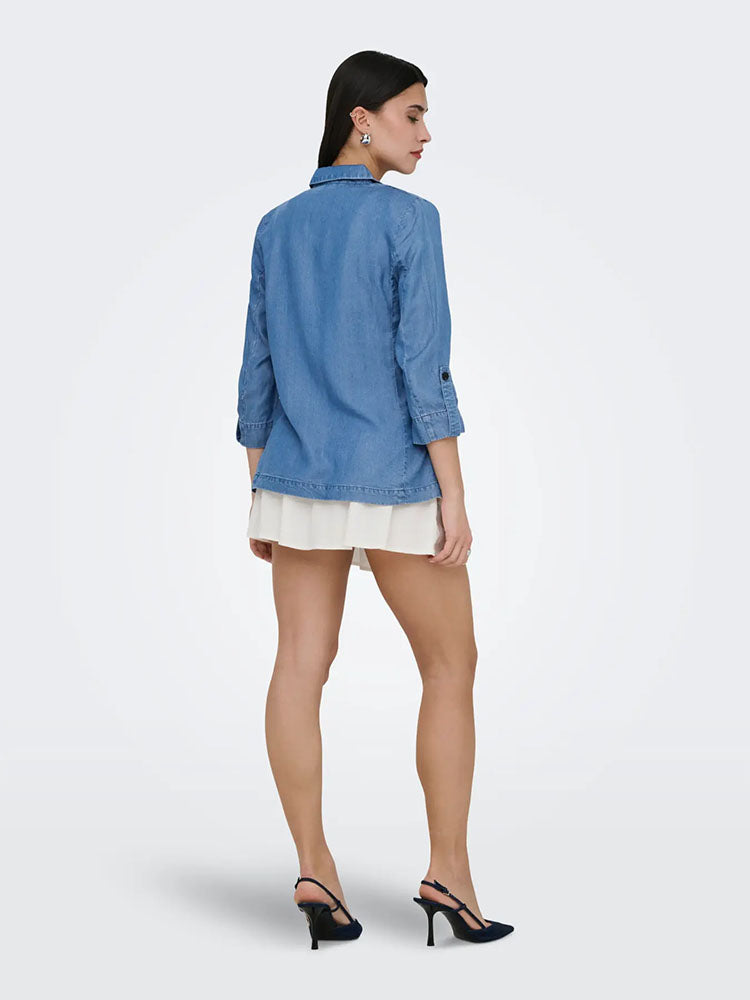 Onlcaro Charis Unlined Blazer-Medium Blue Denim