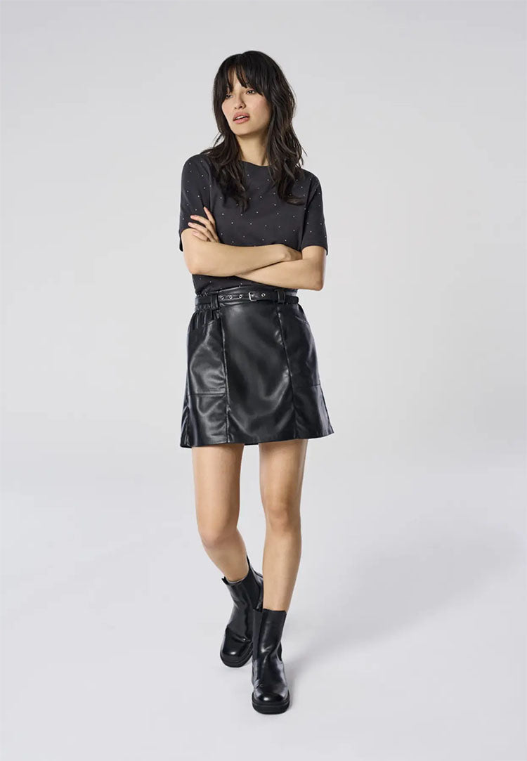 Onlheidi Faux Leather Shorts-Black