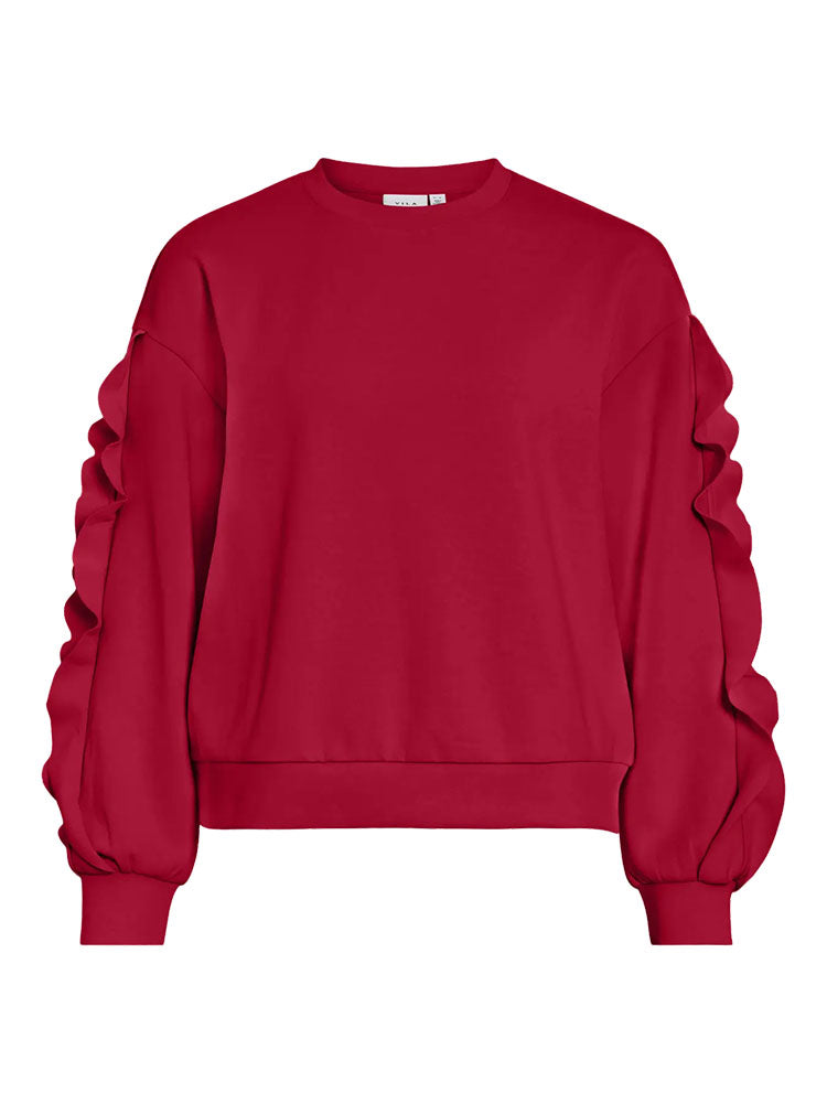 Vimentina Flounce Sweater-Jester Red