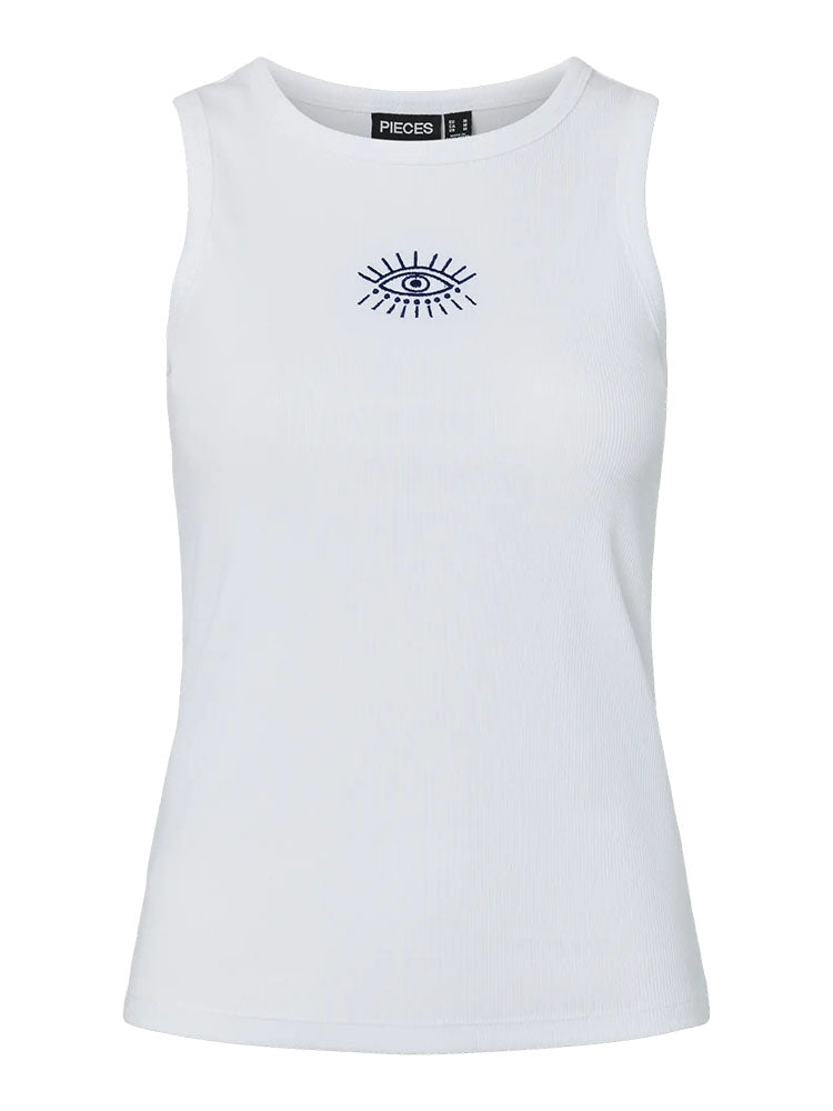 Pcmay Embroidery Tank Top-White
