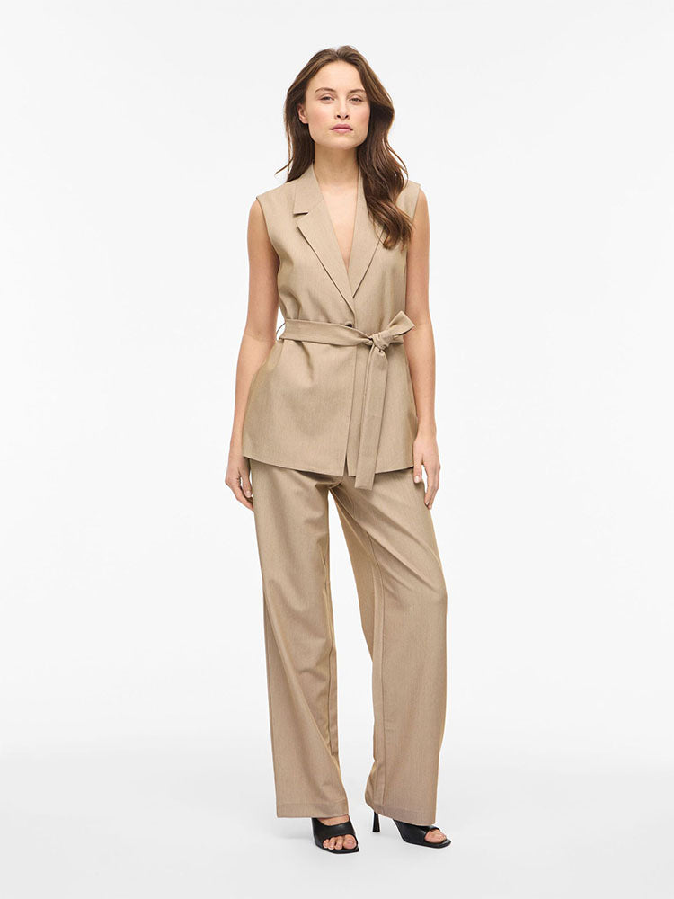 Vimivo Belted Waistcoat-Beige