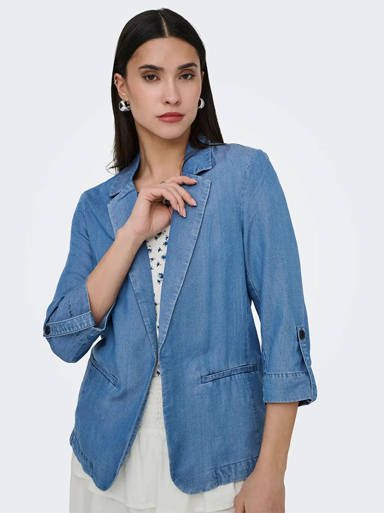 Onlcaro Charis Unlined Blazer-Medium Blue Denim