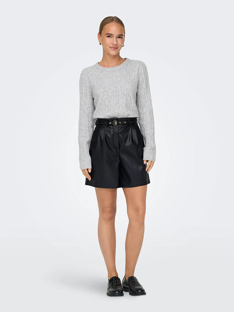 Onlheidi Faux Leather Shorts-Black