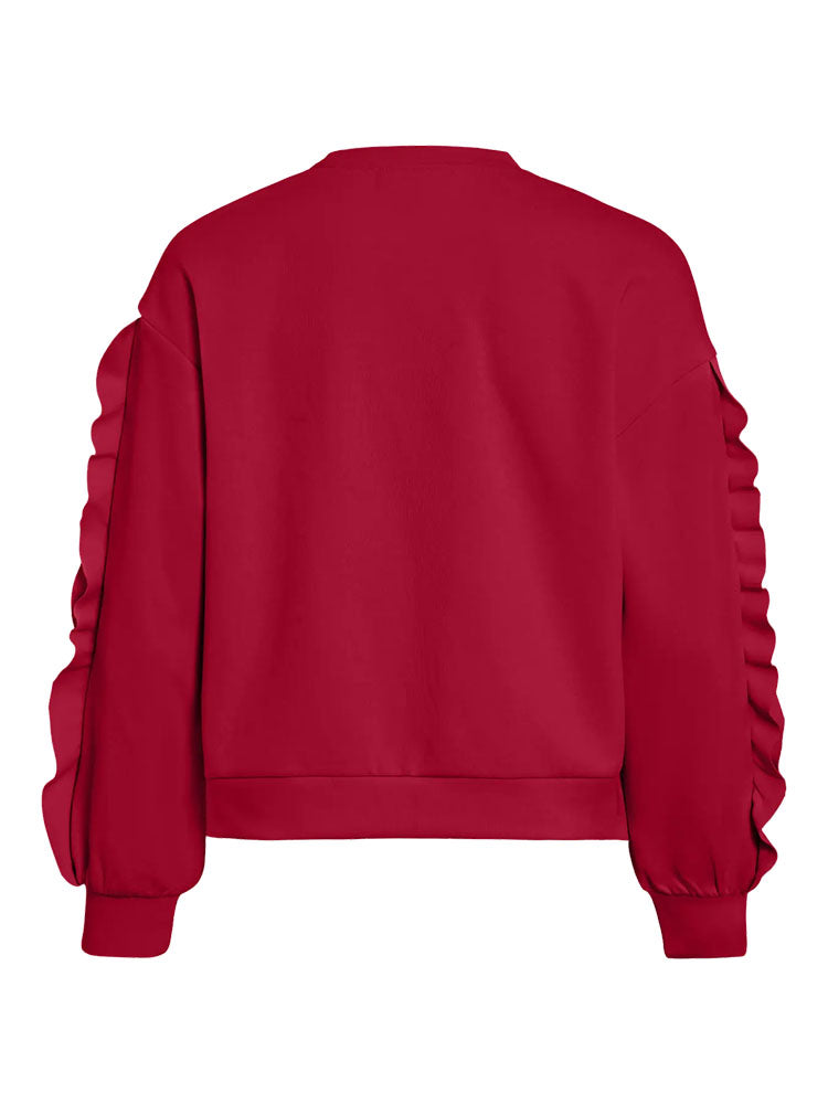 Vimentina Flounce Sweater-Jester Red