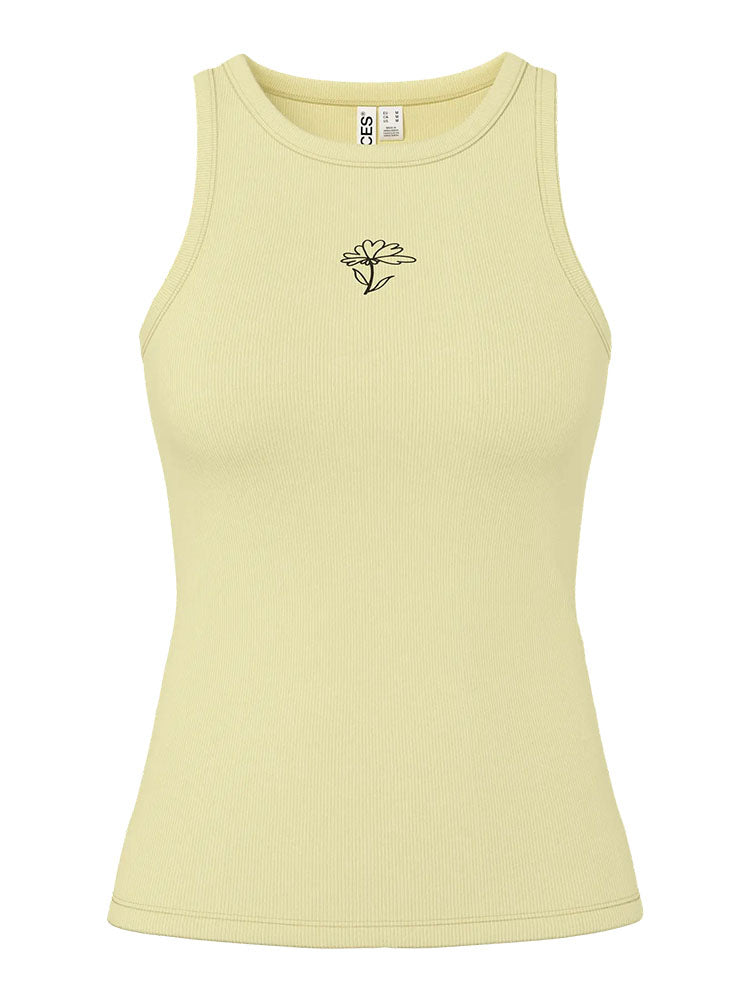 Pcmay Embroidery Tank Top-Yellow